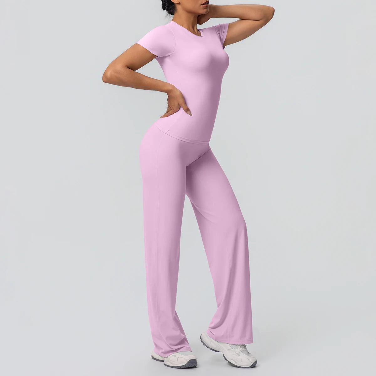 Fitness Sports Workout Yoga Set for Women Naked Feel Slim Casual Workout Top T-Shirt Quick Drying Push up Running Pants Yoga Set