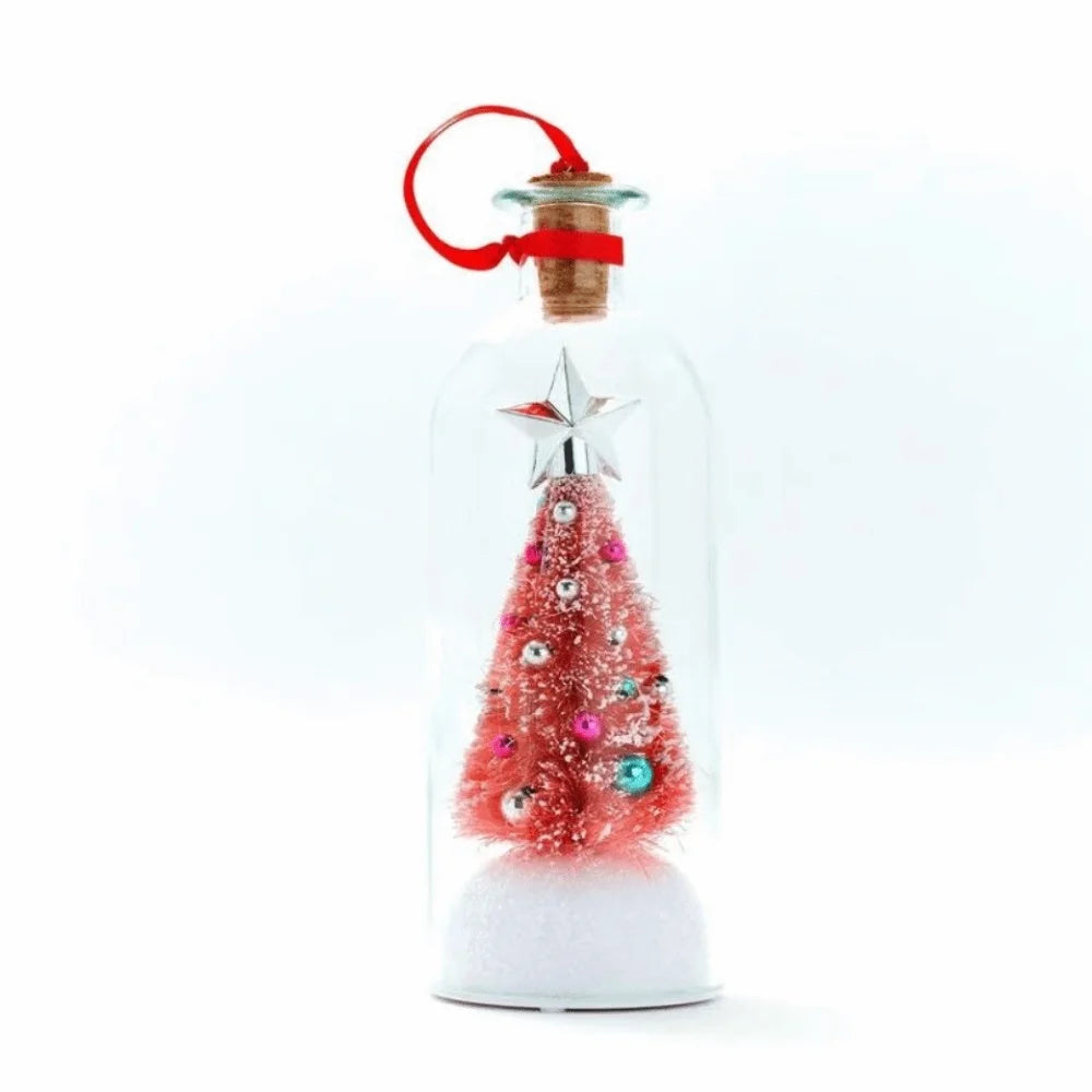 Recordable Christmas Tree Message Bottle Christmas Tree Ornaments Christmas Props Snowy Scene in Nostalgic Bottle