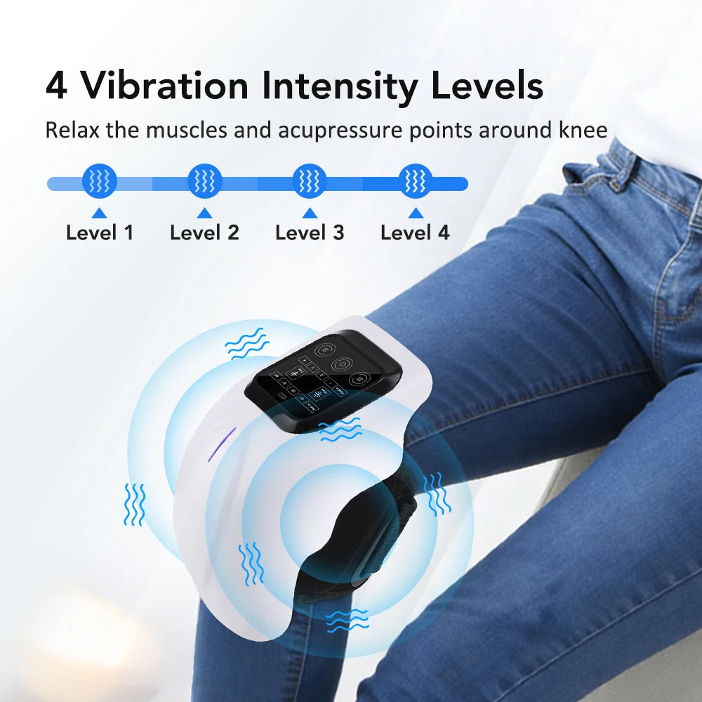 Wireless Electric Heated Knee Massager Pad with 4 Heating 4 Vibration Hot Compress Red Infrared Light for Joint Relaxation
