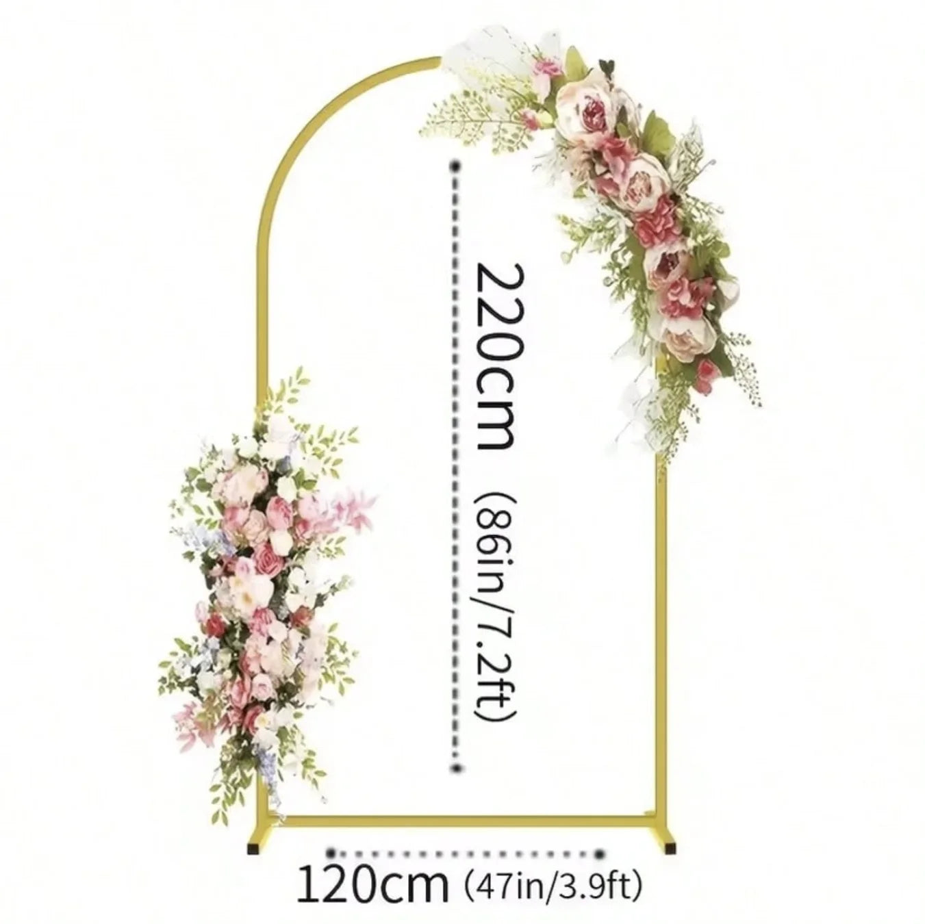 Metal Arch Backdrop Stand, Golden Wedding Arch Stand(7.2Ft+6.6Ft +6Ft), Stable Wedding Arch Frame for Wedding Birthday Party