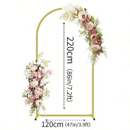 Metal Arch Backdrop Stand, Golden Wedding Arch Stand(7.2Ft+6.6Ft +6Ft), Stable Wedding Arch Frame for Wedding Birthday Party