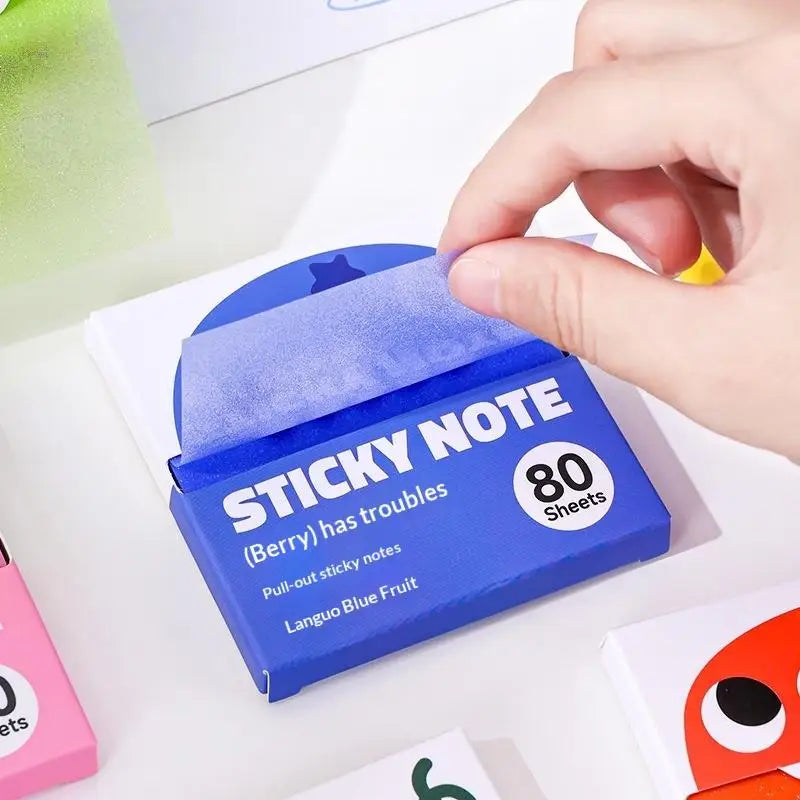 ​80 Sheets/Box Self-Adhesive Memo Pads Pull-Type Sticky Note Pearlescent Transparent Paper for Office & School Stationery Supply