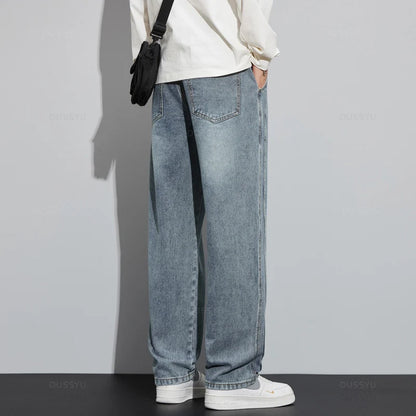 Brand Clothing New Design Cotton Jeans Men Baggy Elastic Waist Cargo Denim Pants Work Wide Leg Korean Trousers Male 4XL