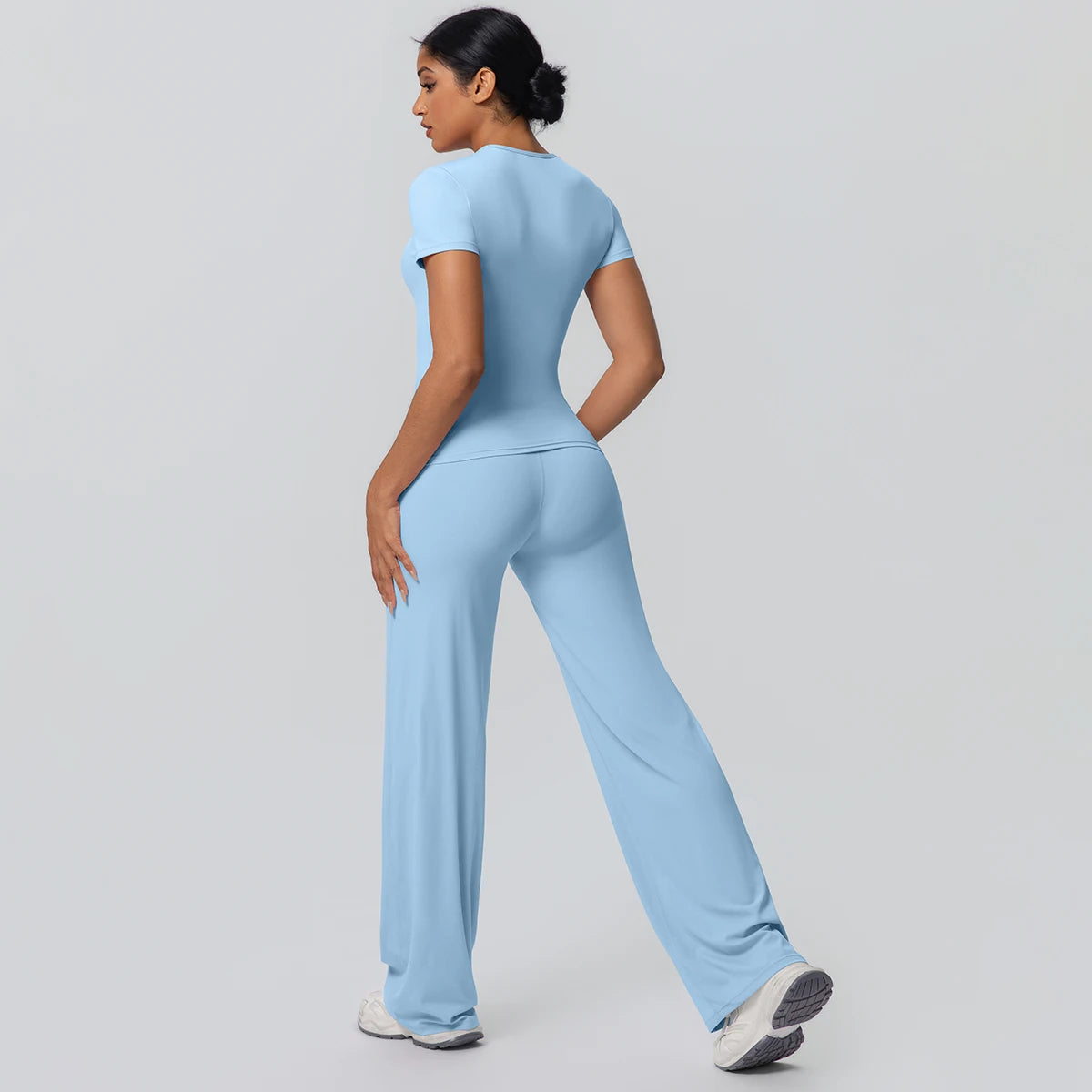 Fitness Sports Workout Yoga Set for Women Naked Feel Slim Casual Workout Top T-Shirt Quick Drying Push up Running Pants Yoga Set