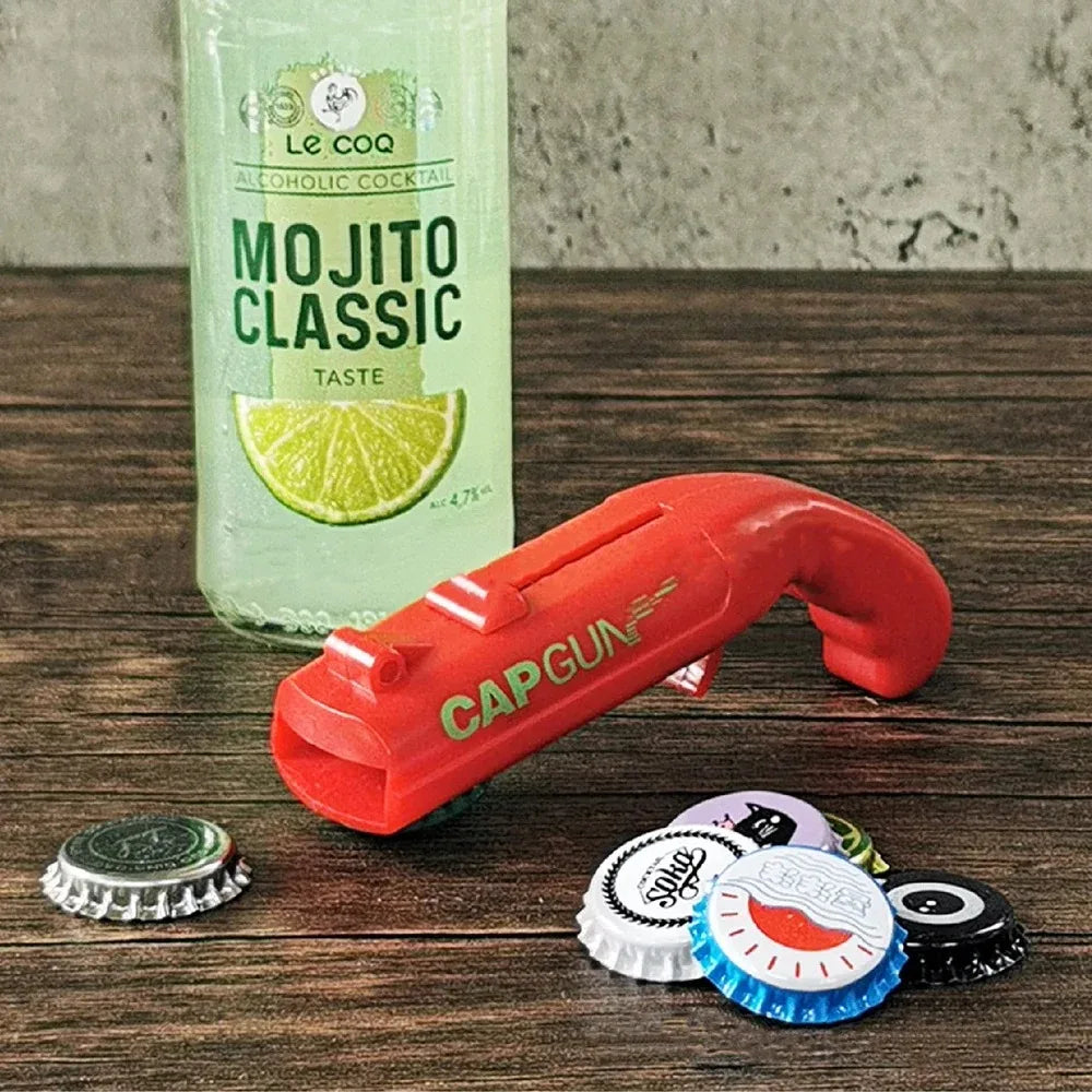 Portable Cap Gun Beer Bottle Opener Beverage Drinking Opening Gun Cap Launcher Kitchen Party Supply Bar Tool Kitchen Accessorie