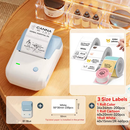 B1 Portable Thermal Printer with Tapes 2 Inch Adhesive Label Printer Mini Bluetooth Sticker Maker Support Smartphones PC