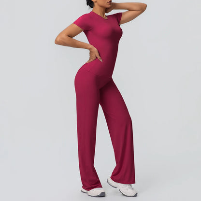 Fitness Sports Workout Yoga Set for Women Naked Feel Slim Casual Workout Top T-Shirt Quick Drying Push up Running Pants Yoga Set