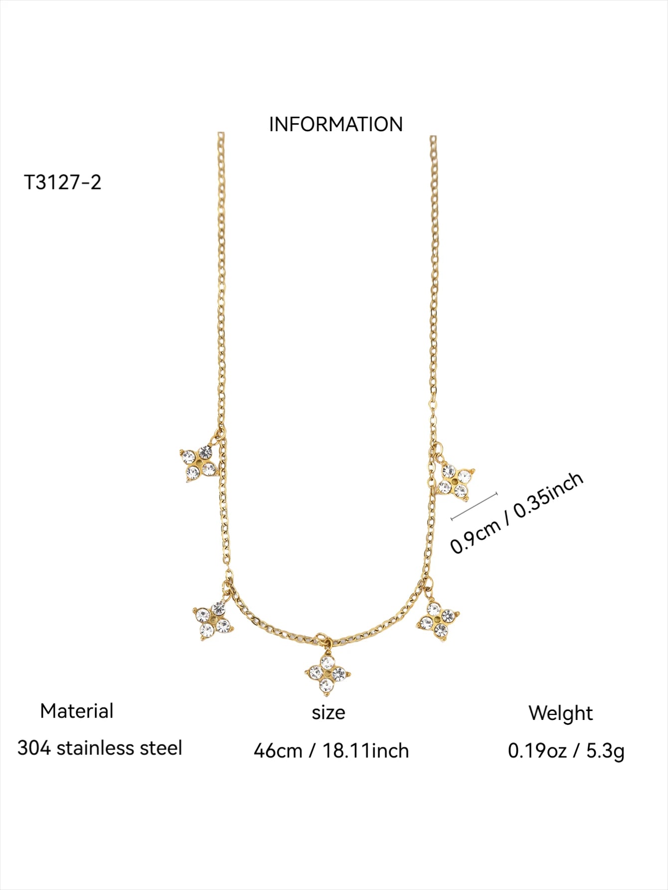 1PC Vintage Ins Fresh Exquisite Jewelry for Women,Stainless Steel Necklace or Bracelet Inlaid Lucky Flower Zircon & Spacer Beads