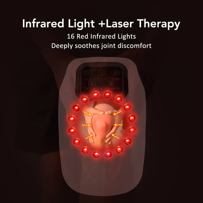 Wireless Electric Heated Knee Massager Pad with 4 Heating 4 Vibration Hot Compress Red Infrared Light for Joint Relaxation
