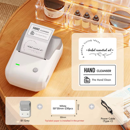 B1 Portable Thermal Printer with Tapes 2 Inch Adhesive Label Printer Mini Bluetooth Sticker Maker Support Smartphones PC