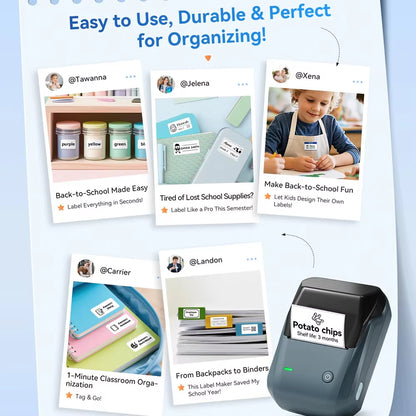 B1 Portable Thermal Printer with Tapes 2 Inch Adhesive Label Printer Mini Bluetooth Sticker Maker Support Smartphones PC
