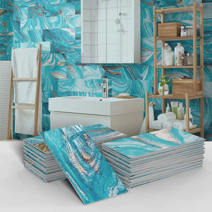 16/32/64PCS Marble Thicker Self-Adhesive Tile Stickers Waterproof Kitchen and Bathroom Minimalist Art 3D Wall Sticker Wallpaper