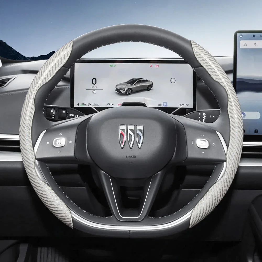 Suitable for Buick Carbon Fiber Texture Steering Wheel Cover with Segmented Quick-Release Design, Durable, for Encore Envista,