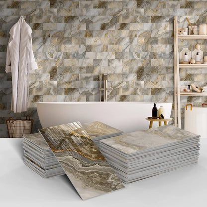 16/32/64PCS Marble Thicker Self-Adhesive Tile Stickers Waterproof Kitchen and Bathroom Minimalist Art 3D Wall Sticker Wallpaper