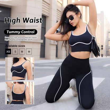 Women Color Block Line Yoga Bra without Chest Pad Shaping Back Design Quick Dry Sports Top Gym Running Training Outdoor
