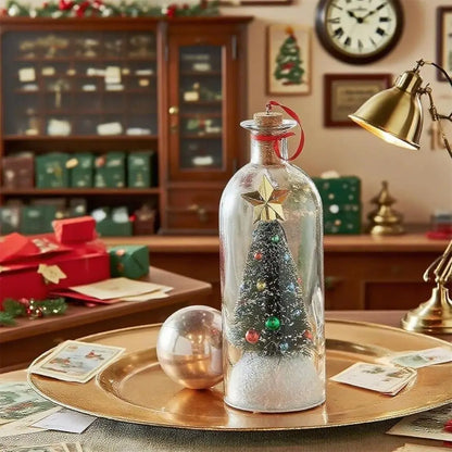 Recordable Christmas Tree Message Bottle Christmas Tree Ornaments Christmas Props Snowy Scene in Nostalgic Bottle