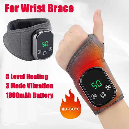 Electric Heating Hand Wrist Guard Vibration Massage Hot Compress Wrist Brace Protector Wrap Rechargeable Heat Thermal Wristband