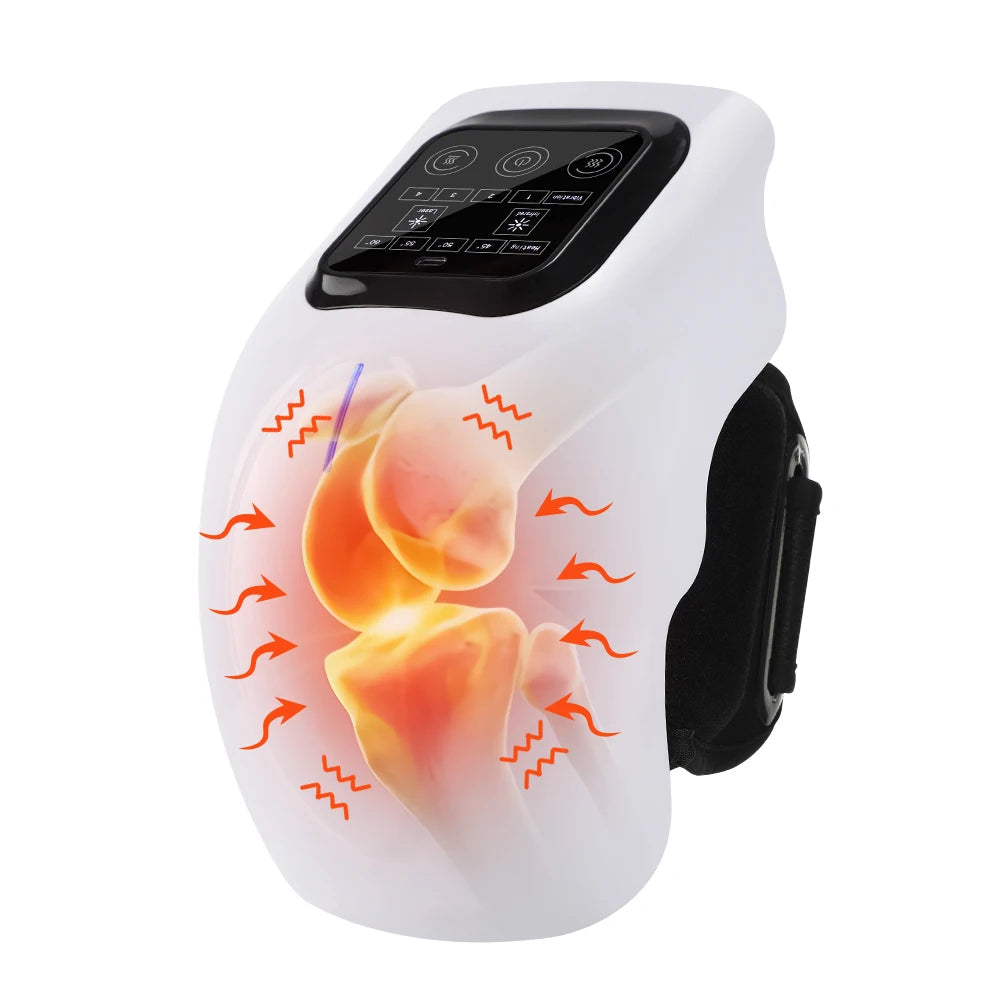 Wireless Electric Heated Knee Massager Pad with 4 Heating 4 Vibration Hot Compress Red Infrared Light for Joint Relaxation