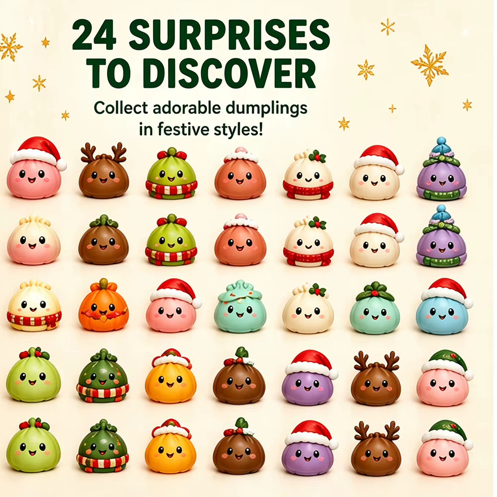 New Christmas Squishy Advent Calendar 24 Day Countdown Surprise Box Dumpling Squishies Slow Rebound Squeeze Sensory Gift Decor