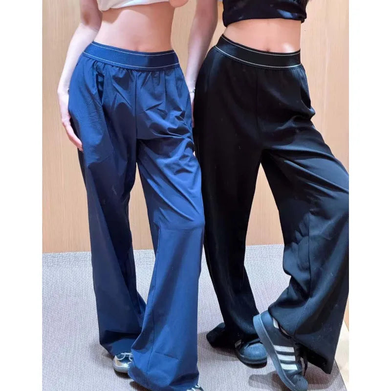 UNITIM Spring Women Straight Sports Pants Solid Loose Casual Yoga Pants for Female Lady Elastic Wiast Lady Quick-Dry Sweatpants