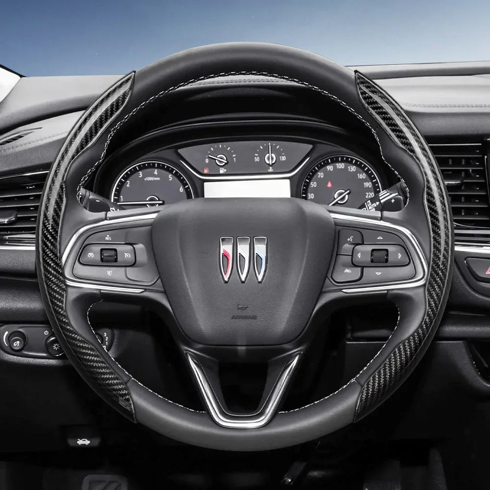 Suitable for Buick Carbon Fiber Texture Steering Wheel Cover with Segmented Quick-Release Design, Durable, for Encore Envista,