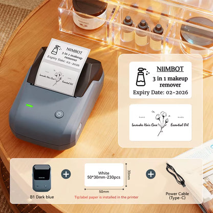 B1 Portable Thermal Printer with Tapes 2 Inch Adhesive Label Printer Mini Bluetooth Sticker Maker Support Smartphones PC