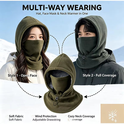 Three in One Wool Double-Layer Integrated Hat Windproof and Warm Winter Flannel Warm Mask Hat Balaclava Wind Hat Ski Masks 2026