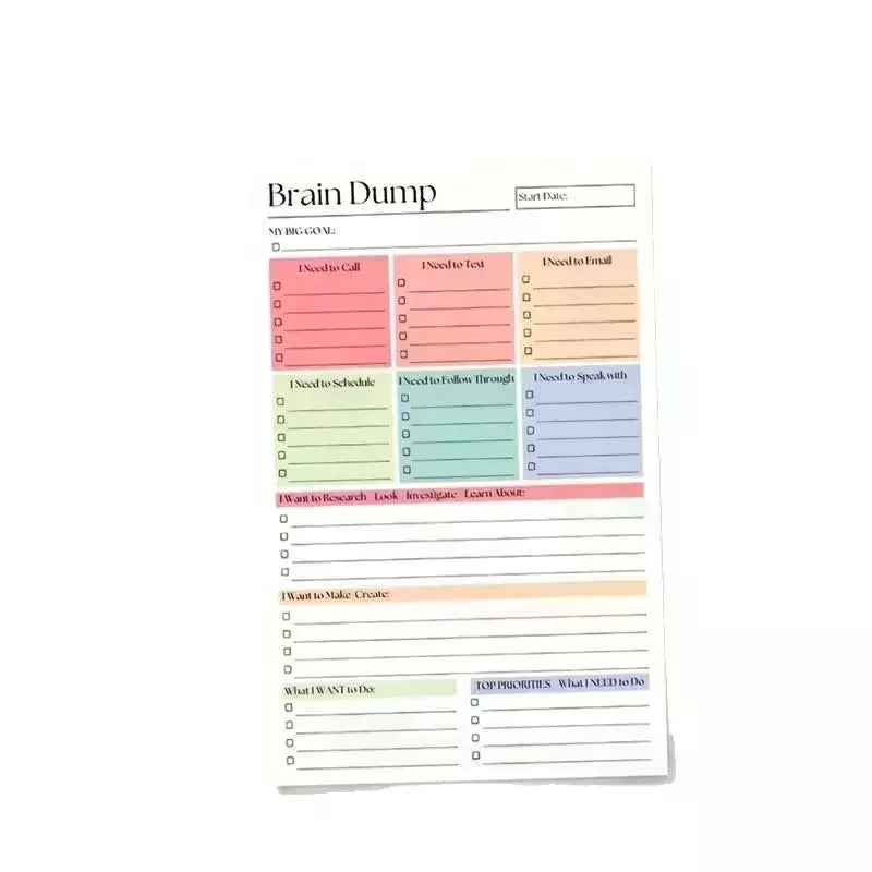 A5 Undated Minimalist Brain Dump Journal (50/150 Sheets), To-Do List & Task Manager Notebook for Project Planning