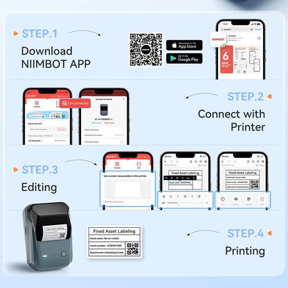 B1 Portable Thermal Printer with Tapes 2 Inch Adhesive Label Printer Mini Bluetooth Sticker Maker Support Smartphones PC