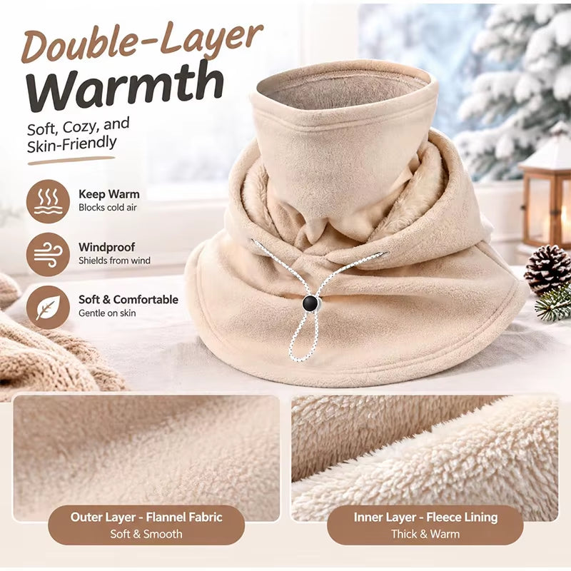 Warm Double‑Layer Integrated Hat for Men & Women All-Around Cold Protection(Masks, Scarves, Hats) Thickened One-Piece Winter Hat