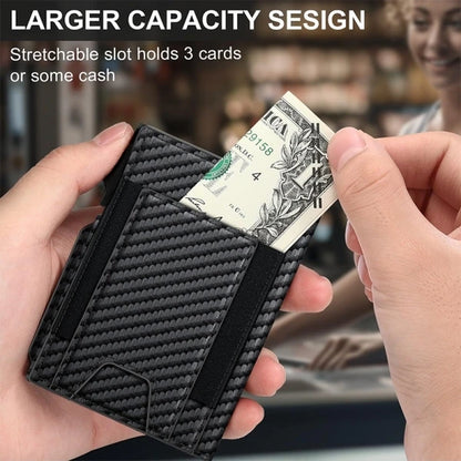 Men'S Black PU Leather Wallet Slim Bifold Magnetic Closure RFID Blocking Wallet with Pop up Metal Card Holder with Cash Strap