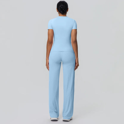 Fitness Sports Workout Yoga Set for Women Naked Feel Slim Casual Workout Top T-Shirt Quick Drying Push up Running Pants Yoga Set