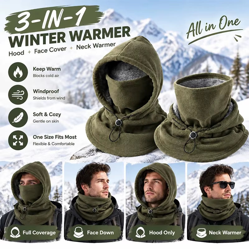 Three in One Wool Double-Layer Integrated Hat Windproof and Warm Winter Flannel Warm Mask Hat Balaclava Wind Hat Ski Masks 2026