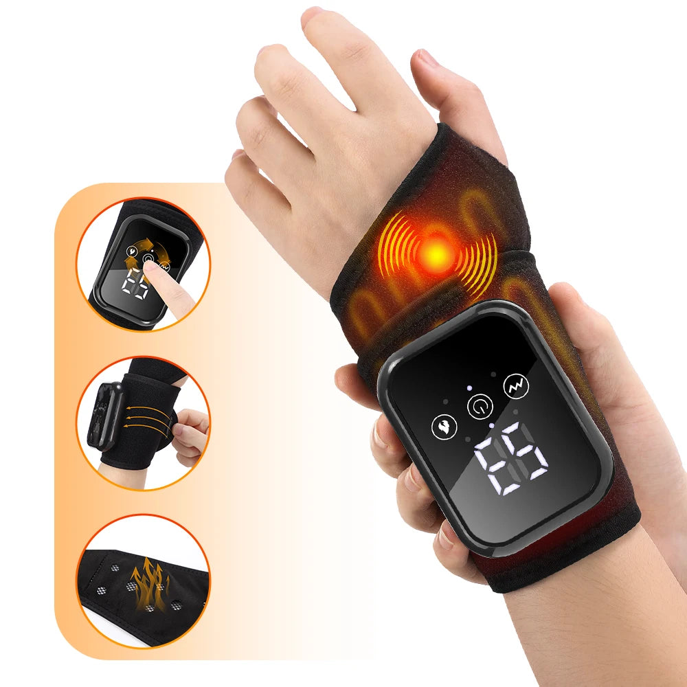 Electric Heating Hand Wrist Guard Vibration Massage Hot Compress Wrist Brace Protector Wrap Rechargeable Heat Thermal Wristband