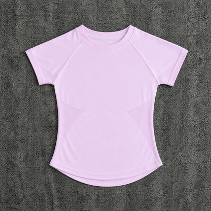 3Df-Women Yoga Set Seamless Short Sleeve Sports Top High Waist Biker Shorts Fitness Gym Workout Activewear Set