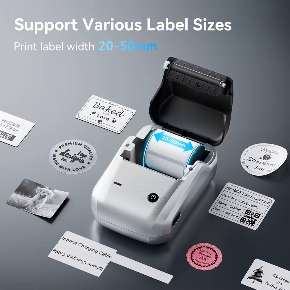 B1 Portable Thermal Printer with Tapes 2 Inch Adhesive Label Printer Mini Bluetooth Sticker Maker Support Smartphones PC