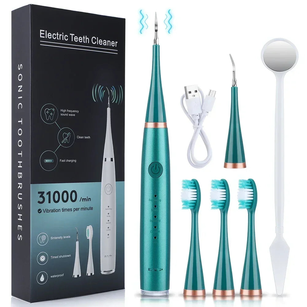 Electric Toothbrush with Sonic Cleaning 3-In-1 for Removing Tartar Whitening Teeth Oral Care USB Charging Replacing Brush Head