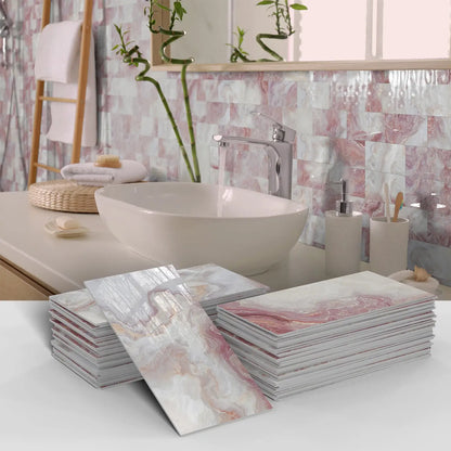 16/32/64PCS Marble Thicker Self-Adhesive Tile Stickers Waterproof Kitchen and Bathroom Minimalist Art 3D Wall Sticker Wallpaper