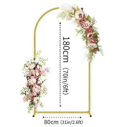 Metal Arch Backdrop Stand, Golden Wedding Arch Stand(7.2Ft+6.6Ft +6Ft), Stable Wedding Arch Frame for Wedding Birthday Party