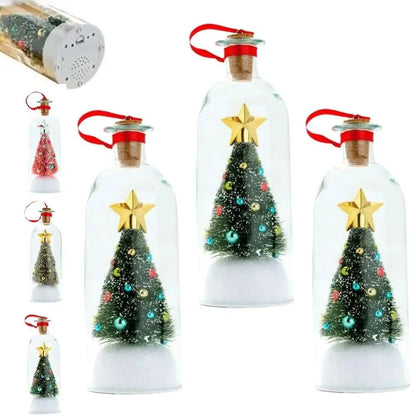 Recordable Christmas Tree Message Bottle Christmas Tree Ornaments Christmas Props Snowy Scene in Nostalgic Bottle