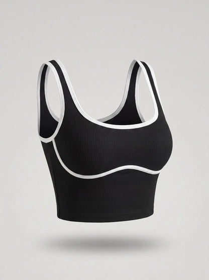Women Color Block Line Yoga Bra without Chest Pad Shaping Back Design Quick Dry Sports Top Gym Running Training Outdoor