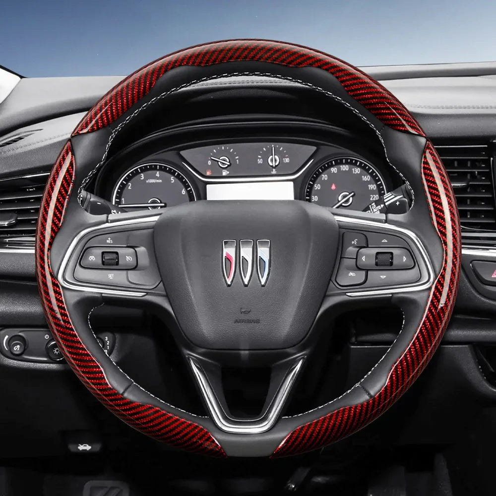 Suitable for Buick Carbon Fiber Texture Steering Wheel Cover with Segmented Quick-Release Design, Durable, for Encore Envista,