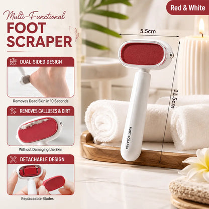 Dual‑Sided Foot Callus Remover, Replaceable Stainless Steel Blade Foot Scraper, Portable Manual Dead Skin Corn Remover, Safe Heels Exfoliator Pedicure Tool for Thick Hard Cracked Skin