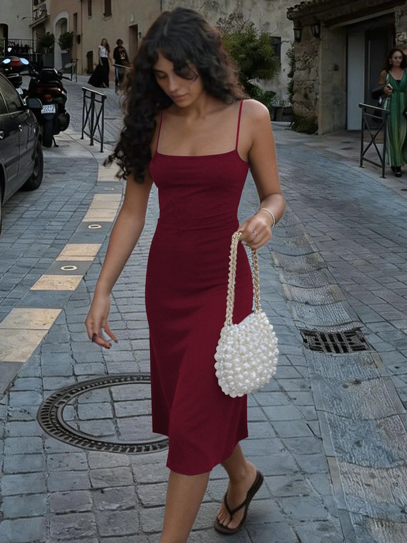 Women'S Elegant Solid Slips Sexy Midi Dress Sleeveless Backless Sundress Summer Clothes Birthday Party Vacation