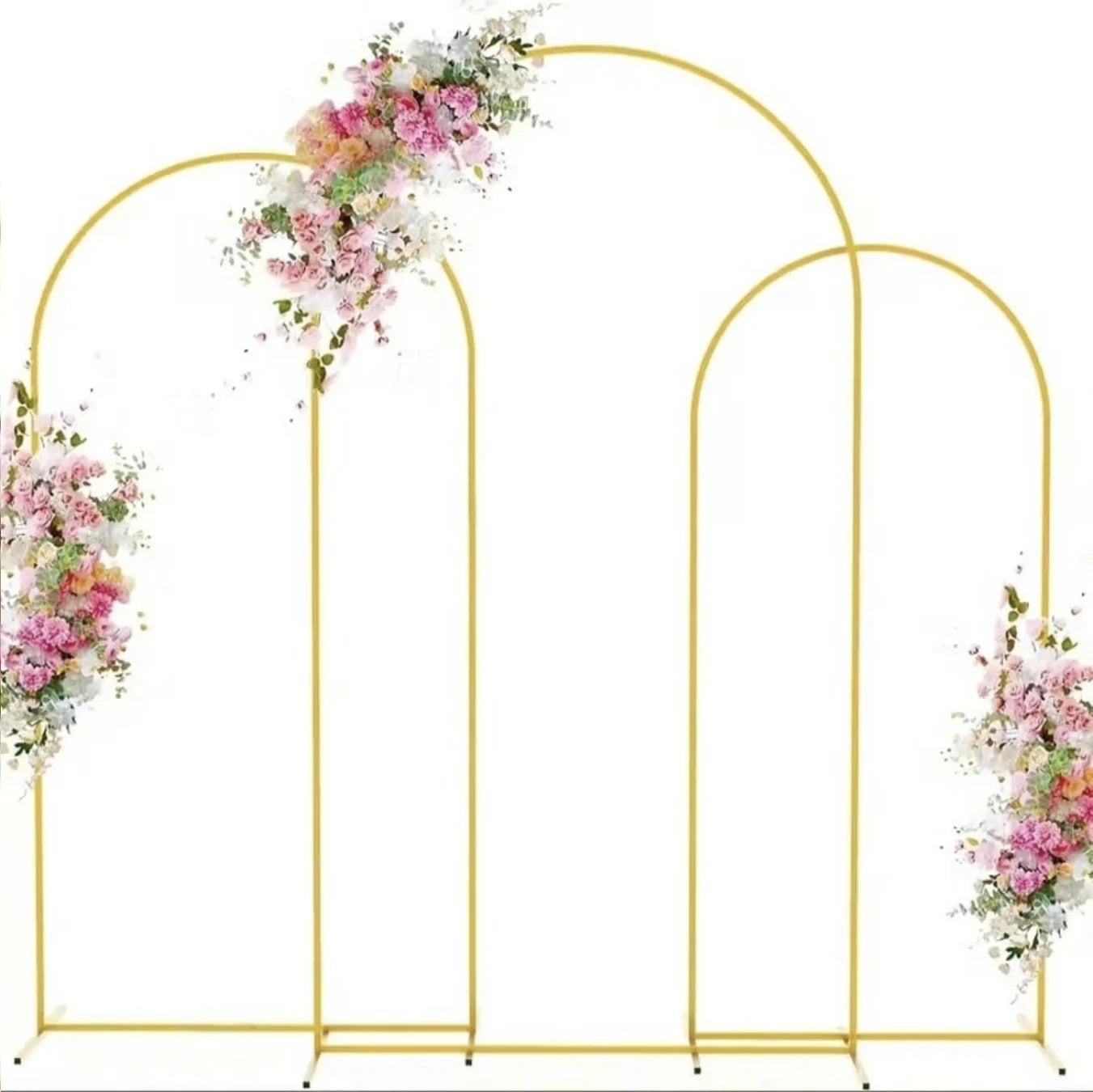 Metal Arch Backdrop Stand, Golden Wedding Arch Stand(7.2Ft+6.6Ft +6Ft), Stable Wedding Arch Frame for Wedding Birthday Party