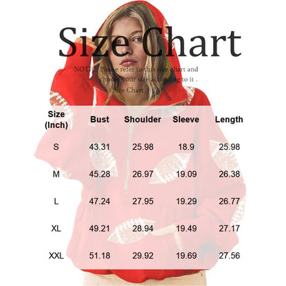 2025 Women Hooded Sweatshirt Rugby Print Half Zipper Hoodie Long Sleeve Hooded Sequined Rugby Loose Sweatshirt Pullover Tops