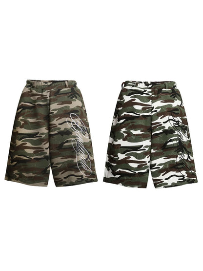 2026 New Summer American High Street Flower Font Wide Pine Subculture Street Middle Pants Street Trend Versatile Leisure Niche