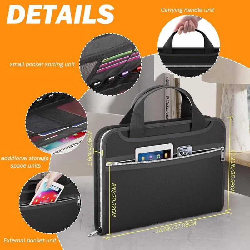 Accordion File Organizer, Waterproof Fireproof 14.6X10.2In File Organizer with 12 Folder for Academic, Business-L22A