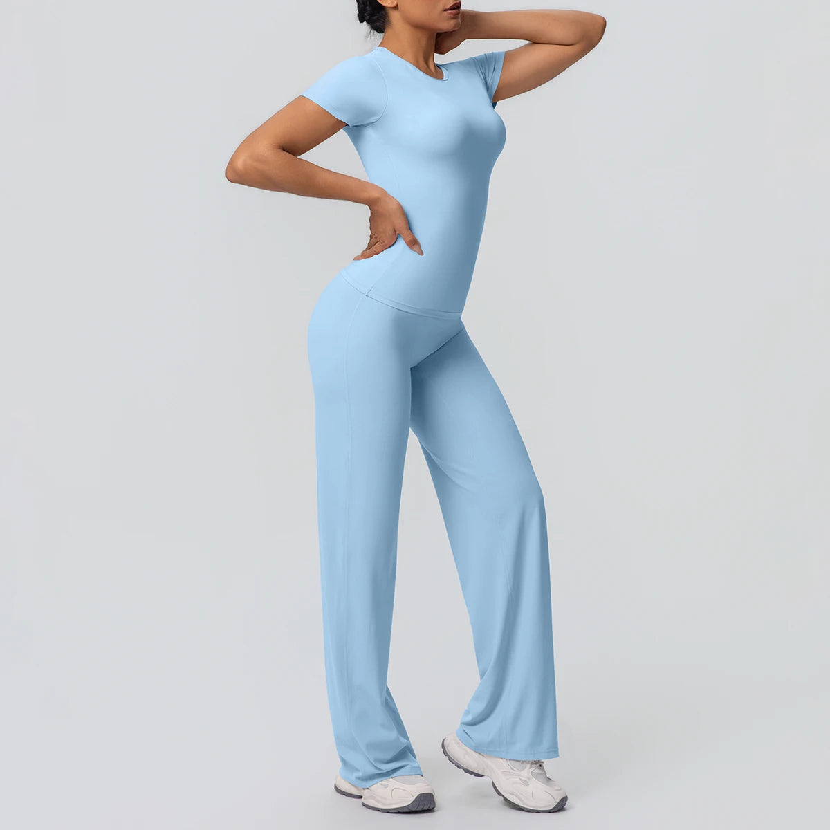 Fitness Sports Workout Yoga Set for Women Naked Feel Slim Casual Workout Top T-Shirt Quick Drying Push up Running Pants Yoga Set