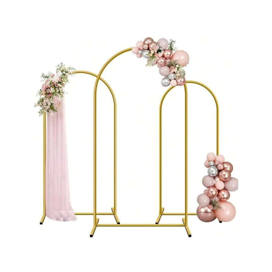 Metal Arch Backdrop Stand, Golden Wedding Arch Stand(7.2Ft+6.6Ft +6Ft), Stable Wedding Arch Frame for Wedding Birthday Party